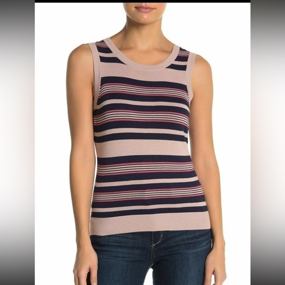 NWT Halogen Stripe Pink Multi Tank - Picture 1 of 4
